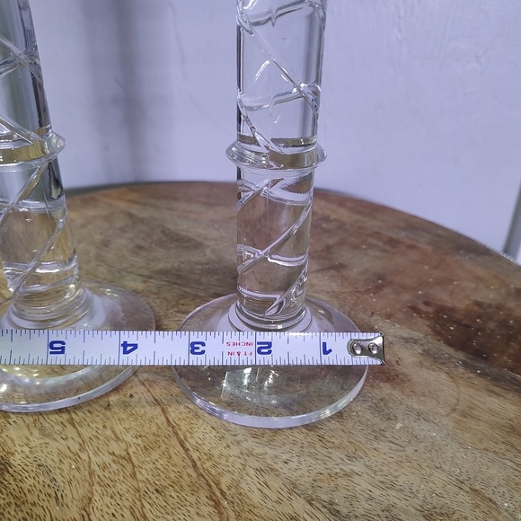 Vtg Set 2 Toscany 24% Leaded Crystal Candle Stick Holders Clear Glass - Picture 5 of 6